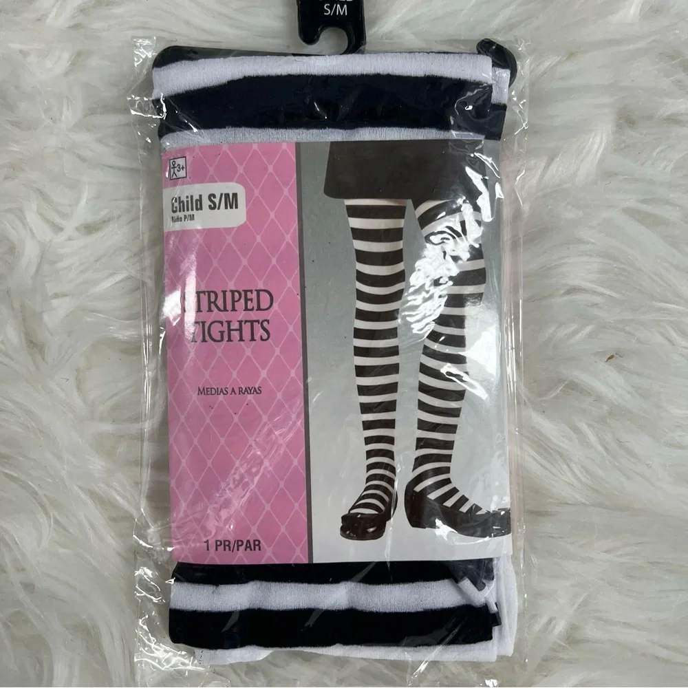 Black and White Striped Tights NEW child size one size Halloween costume witch